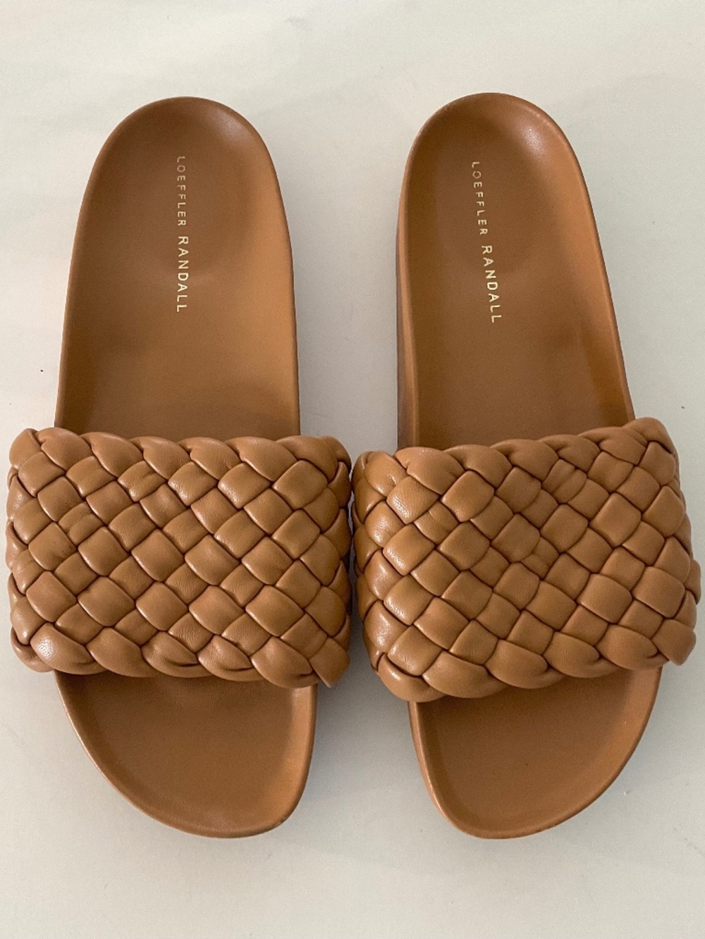 LOEFFLER RANDALL Sonnie Braided Slide Sandal in Dark Sand Leather Size 10